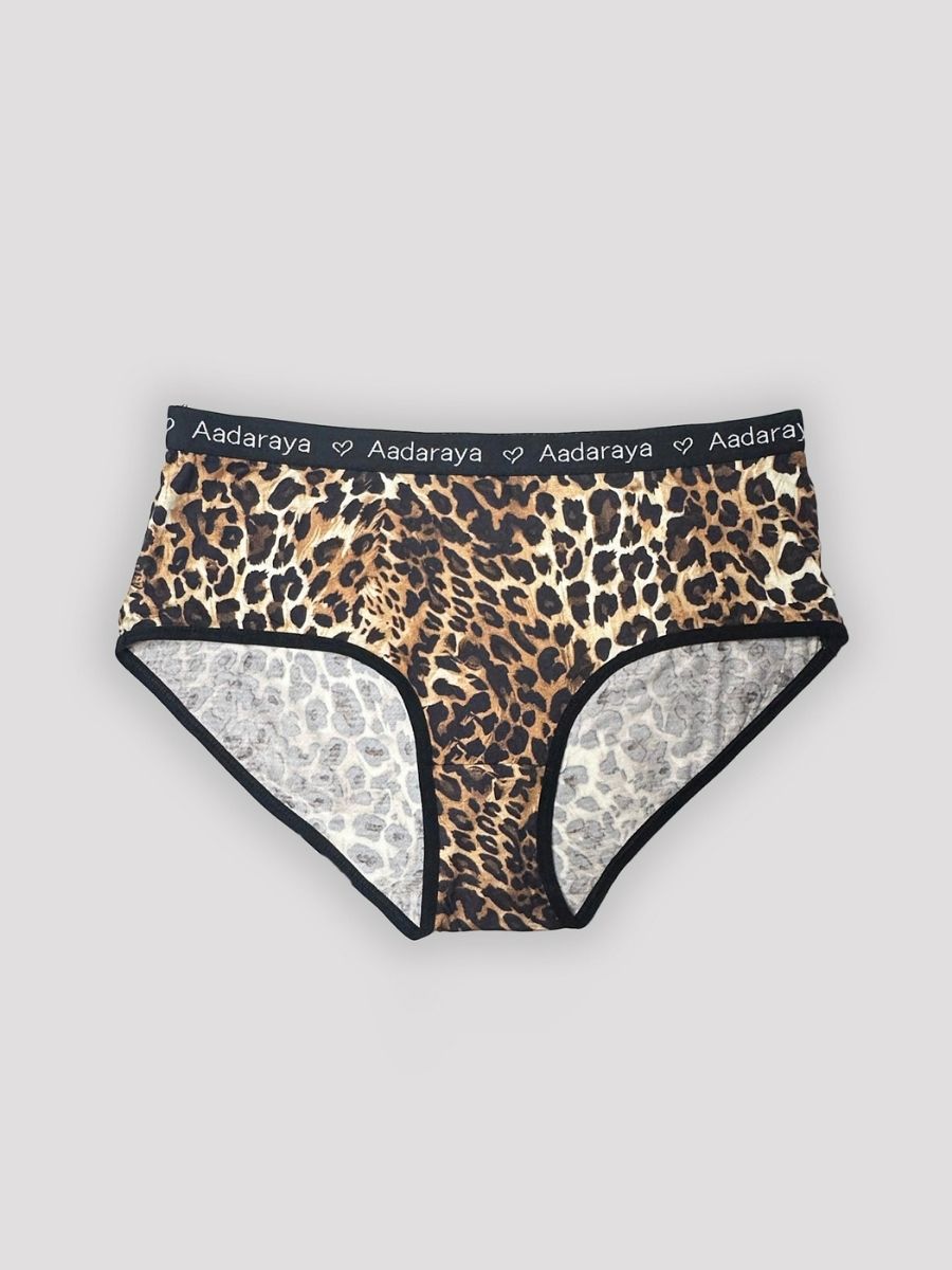 Dina - AD Logo Full Brief 4 Pack in Black & Leopard Combo 2