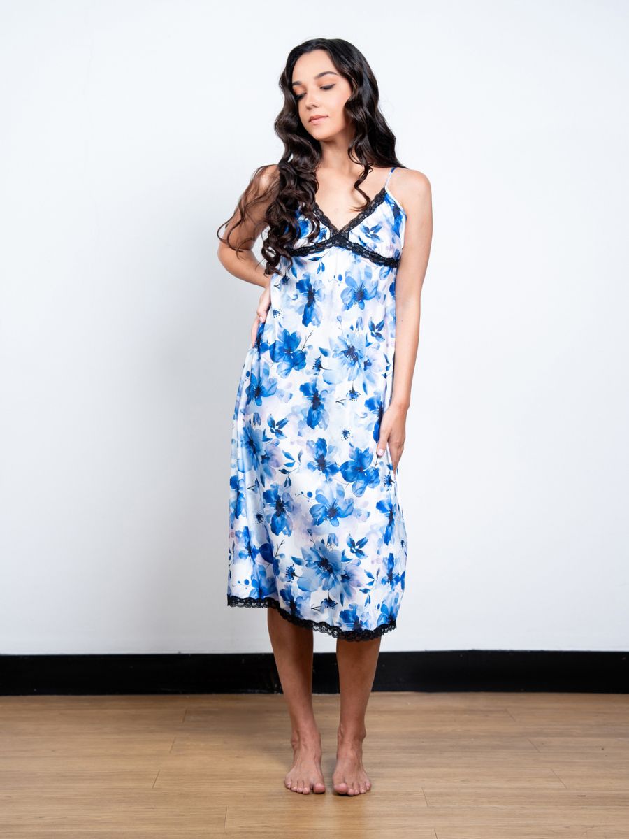 Gigi - Midi Gown in Blue Floral Multi 4