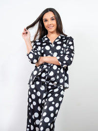 Isobelle - 3/4th SLV Classic LPJ Set in Black & White Polka 3