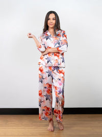 Isobelle - 3/4th SLV Classic LPJ Set in Orange Floral Multi 1