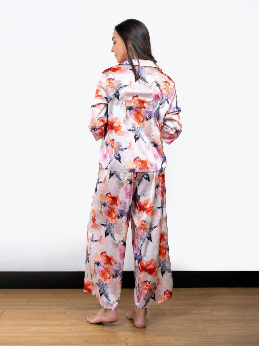 Isobelle - 3/4th SLV Classic LPJ Set in Orange Floral Multi 2