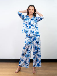 Isobelle 3/4th SLV Classic LPJ Set in Blue Floral Multi 1