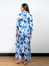 Isobelle 3/4th SLV Classic LPJ Set in Blue Floral Multi 2