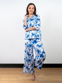 Isobelle 3/4th SLV Classic LPJ Set in Blue Floral Multi 4