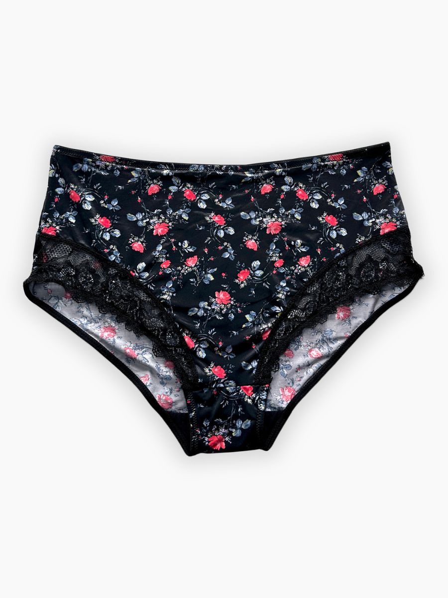 Laurie - Full Brief Lace in Black Rose