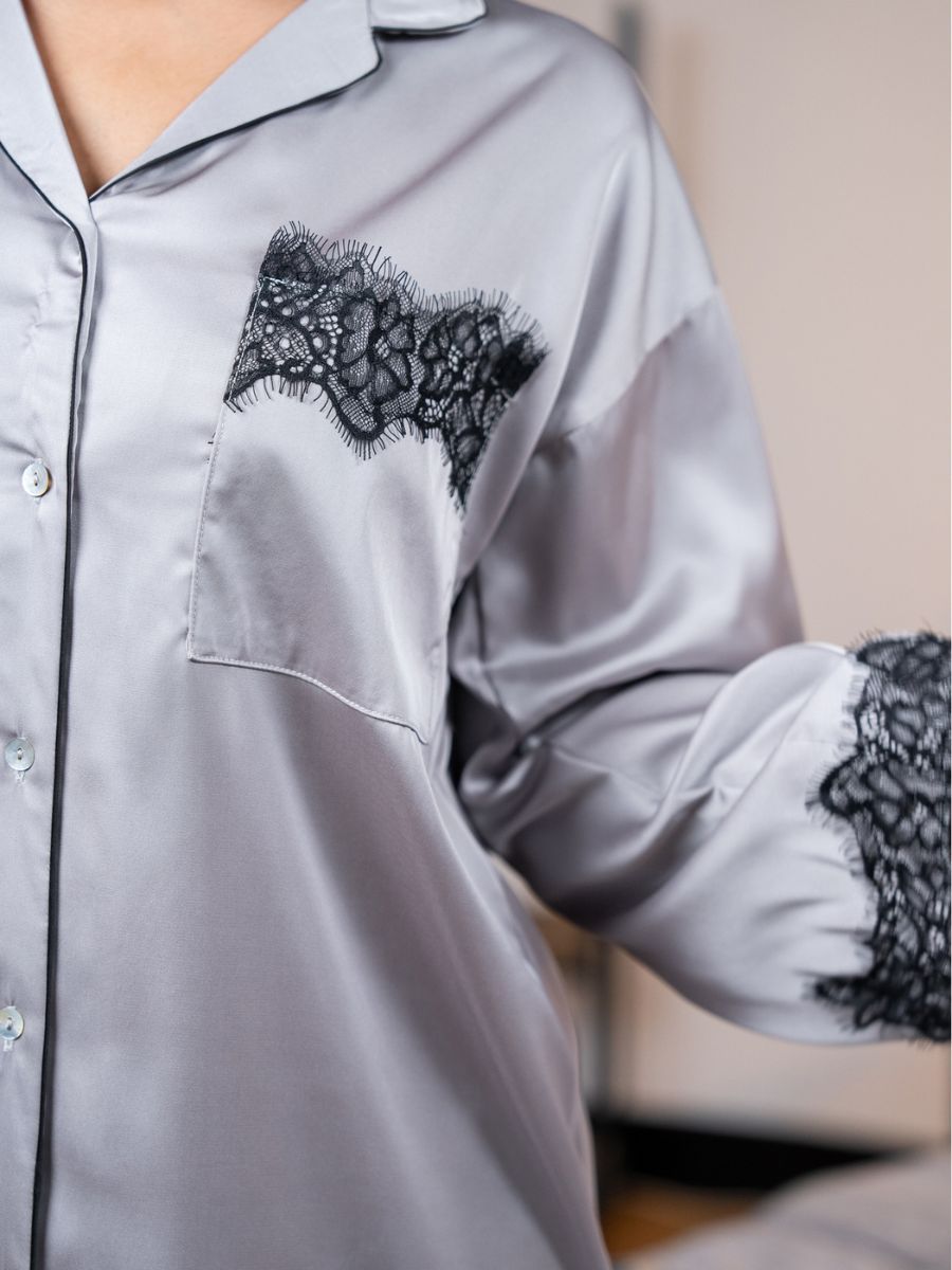 Sakya - 3/4 Sleeve Classic Sleep Shirt in Silver 3