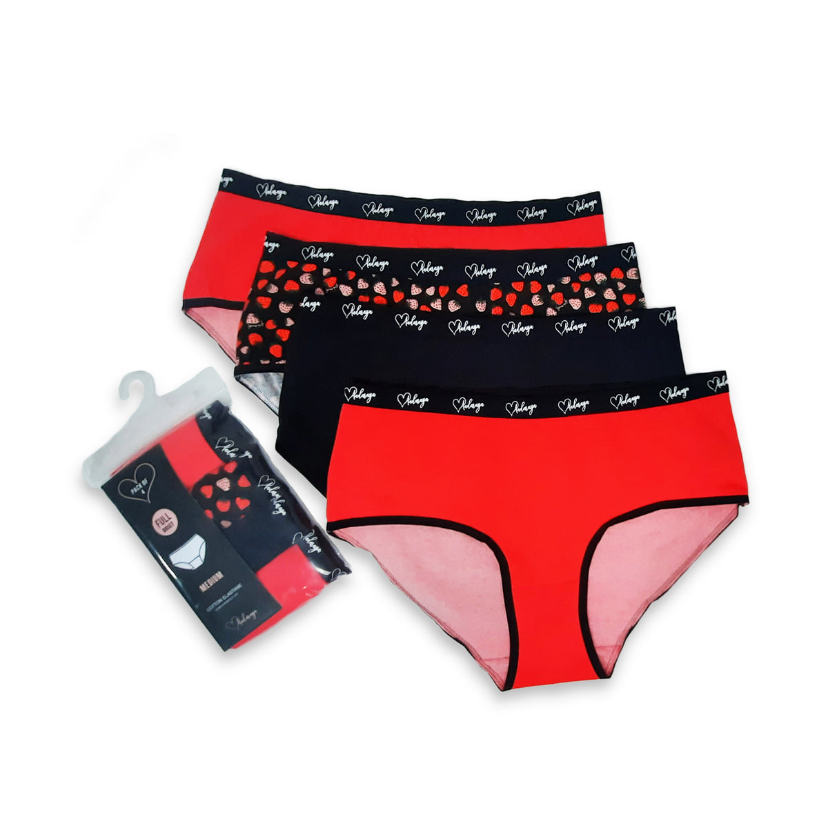 Dina - Brief 4 Pack in Neon Strawberry Combo