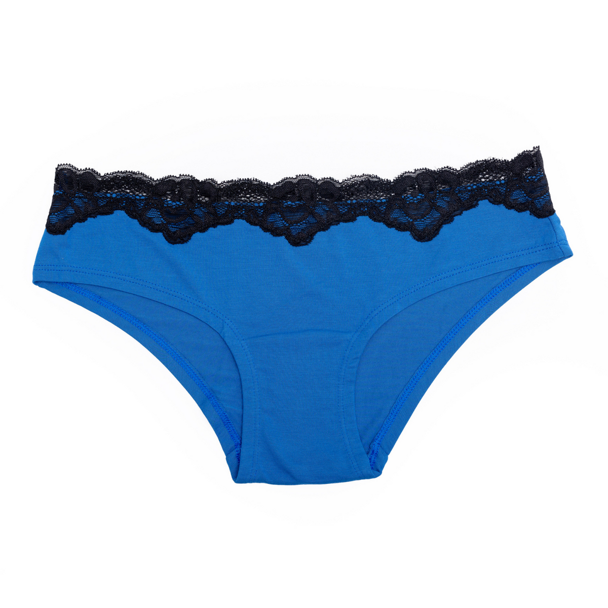 Jenna - Hipster Brief in Blue Lolite W/ Black Lace