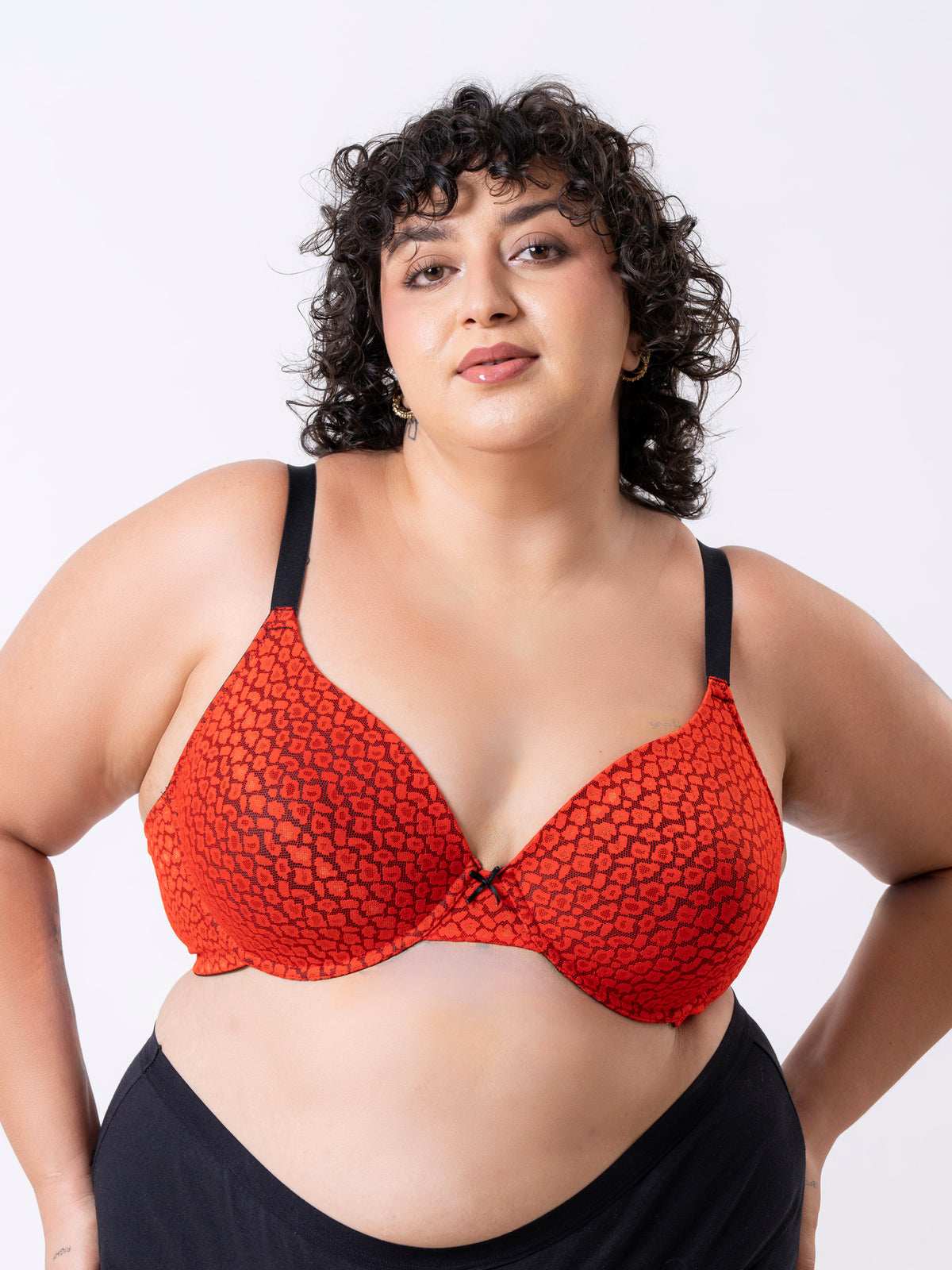 Kelani - Wired Padded Full Coverage Plunge Bra in Flame Leopard - Extended Sizes