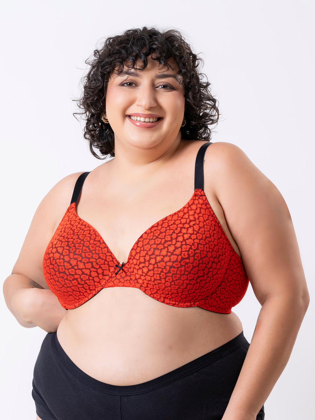 Kelani - Wired Padded Full Coverage Plunge Bra in Flame Leopard - Extended Sizes