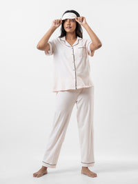 Lyla - Short Sleeve Classic LPJ Set with Eye Mask in Baby Pink