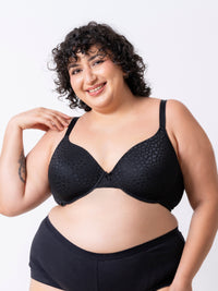 Kelani - Wired Padded Full Coverage Plunge Bra in Black Leopard - Extended Sizes