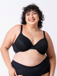 Kelani - Wired Padded Full Coverage Plunge Bra in Black Leopard - Extended Sizes