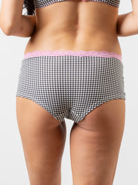 Jesse - Short with Lace Cotton Single in Black Checks