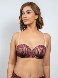 Calista - Multiway Bra LT Push Up in All Lace Singles - Deep Wine