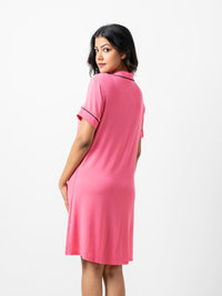 Ashanthi - Short Sleeve Classic Sleep Shirt in Bright Pink4