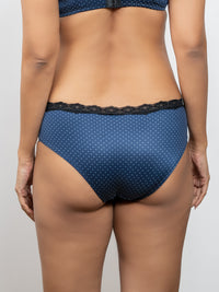 Ivy - Hipster Micro & Lace Single in Navy Polka