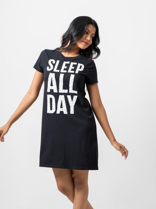 Kaitlyn - 2 Pack Graphic Sleep Shirt in Cobolt Water & Black Combo2