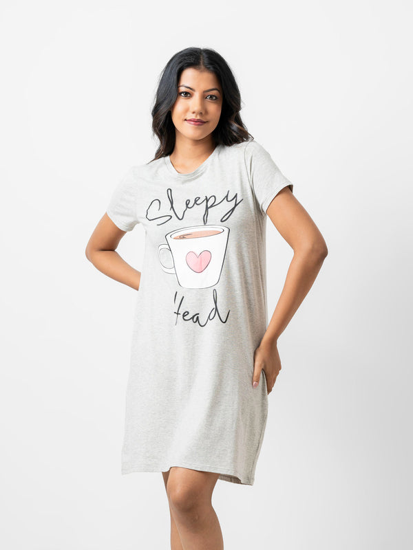 Kaitlyn - 2 Pack Graphic Sleep Shirt in Ballet Pink & Grey Marl Combo2