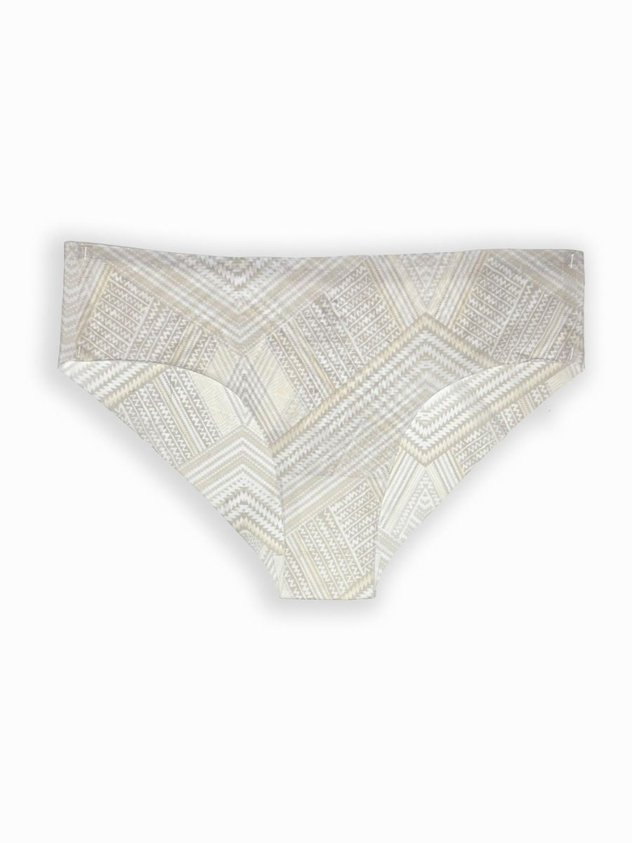 Zhuri - Seam Free High Cut Bikini Brief Soild Single White Geometric