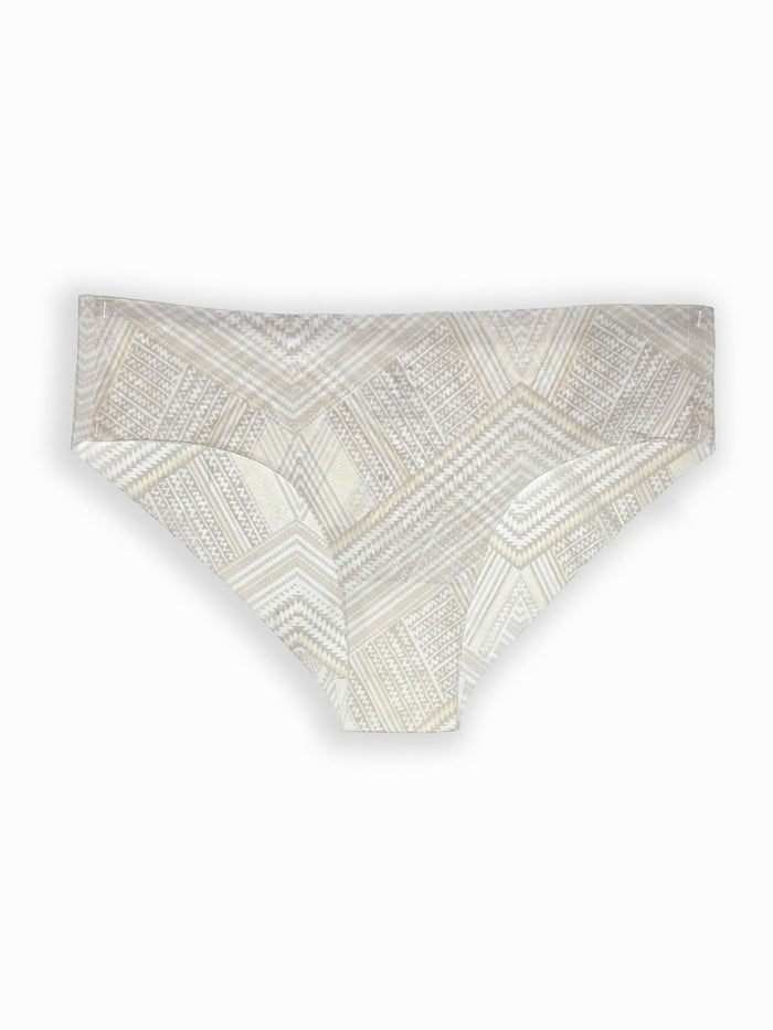 Zhuri - Seam Free High Cut Bikini Brief Soild Single White Geometric