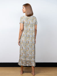 Dhalia - Short Sleeve Long Night Gown in Golden Glow Paisley-04