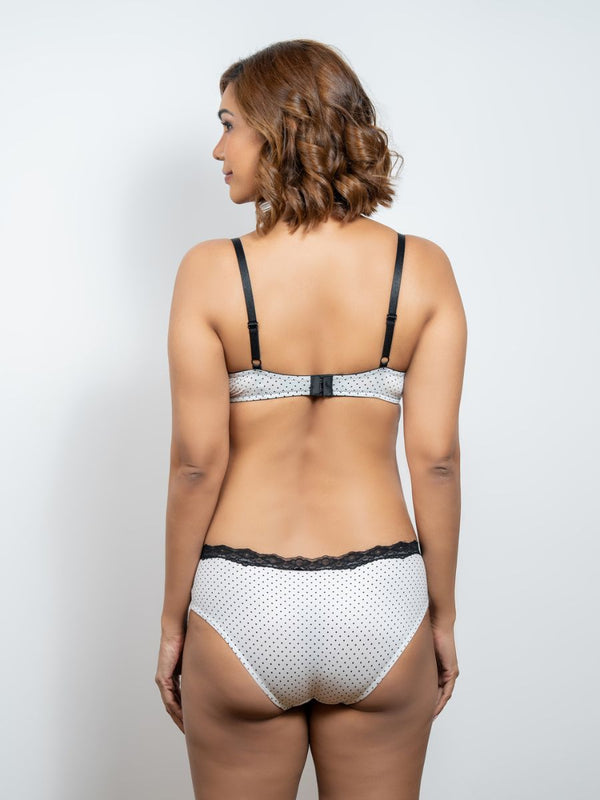 Ivy - Hipster Micro & Lace Single in White Polka