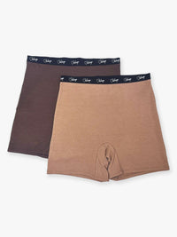 Erin - Long Short with Logo Elastic - 2 PK in Fenugreek & Toffee Combo