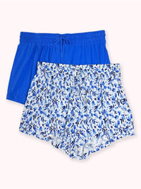 Janice - 2 Pack Lounge Shorts in Blue Bell & Nebulas Blue Combo