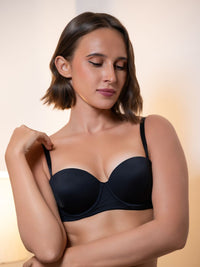 Evelyn – Balcony Multiway Push Up Padded Wired Bra In Black