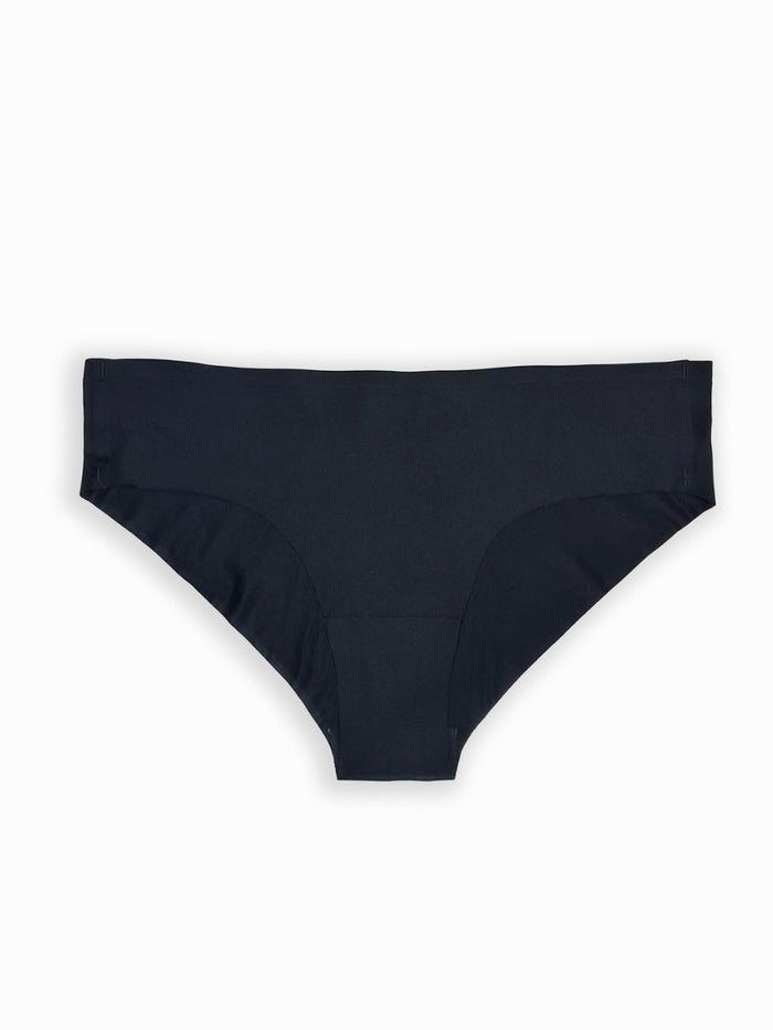 Zhuri - Seam Free High Cut Bikini Brief Soild Single Black