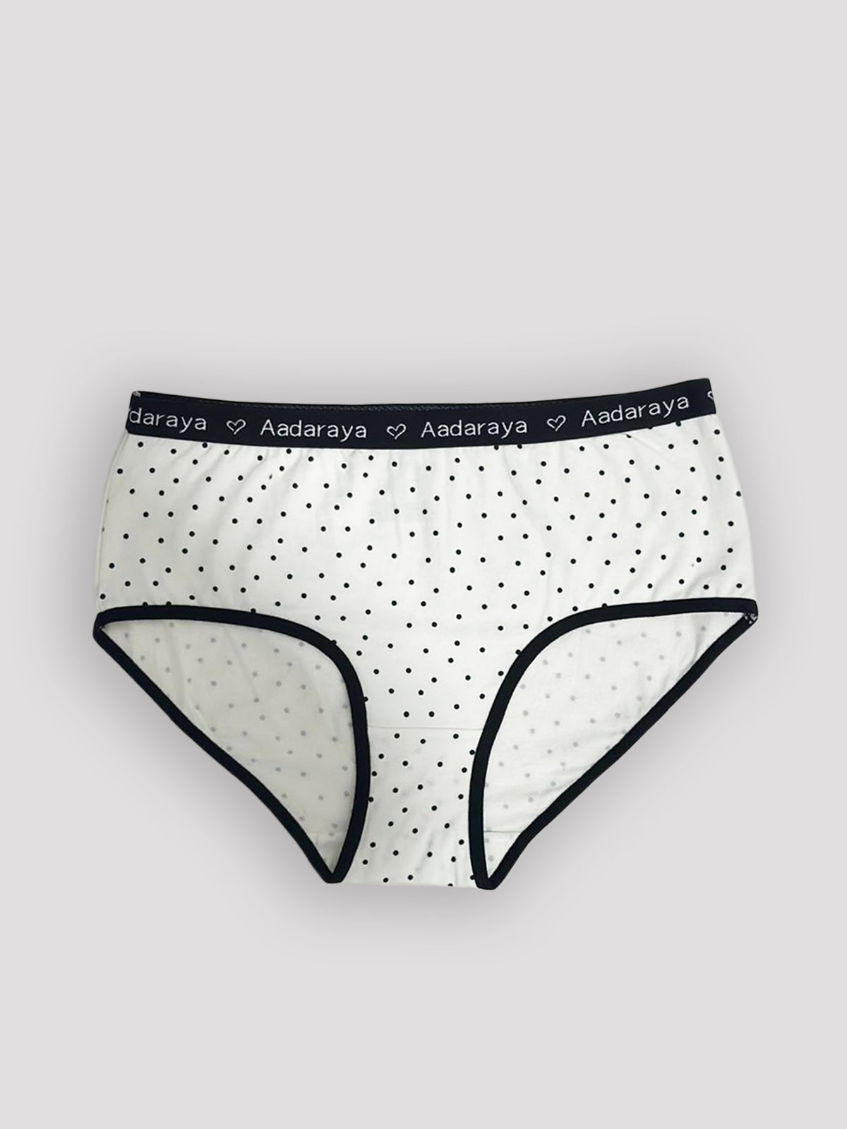 Dina AD Logo Full Brief in White Polka - from the Black, Scattered Dot, Mini Check & White Polka 4 Pack