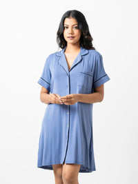 Ashanthi - Short Sleeve Classic Sleep Shirt in Marlin