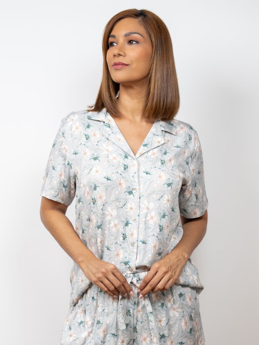 Valarie - Short Sleeve Classic SPJ Set in Misty Bloom