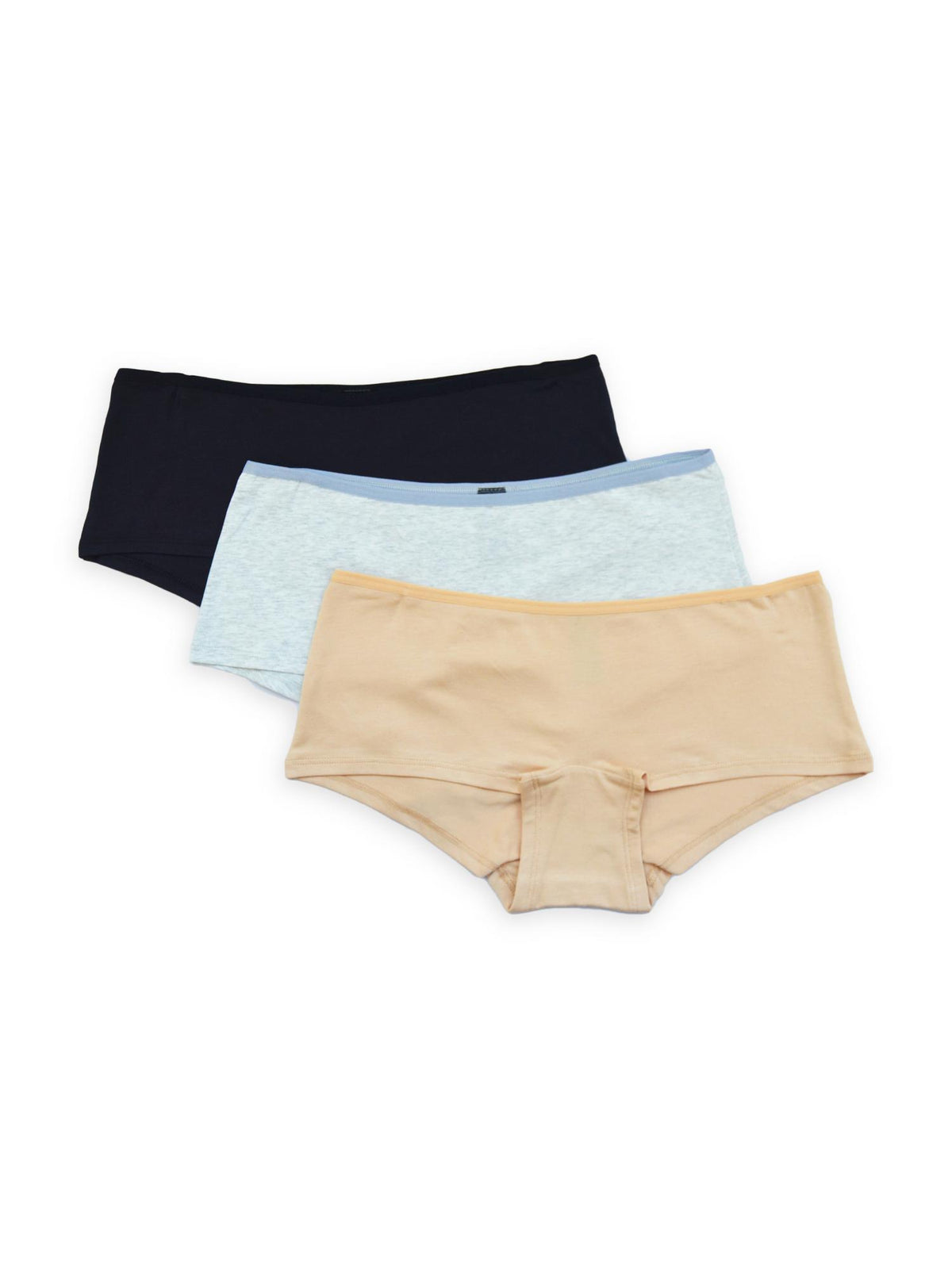 Amy short cotton 3 pack in Black, Grey Marl & Nude