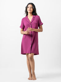 Ashanthi - Short Sleeve Classic Sleep Shirt in Purple Potion