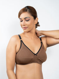 Chithra- Non Padded & Non Wired Control Bra - 3PK in Black, Fenugreek & Toffee