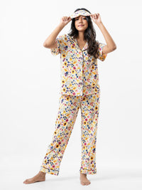 Lyla - Short Sleeve Classic LPJ Set with Eye Mask in Winter Floral