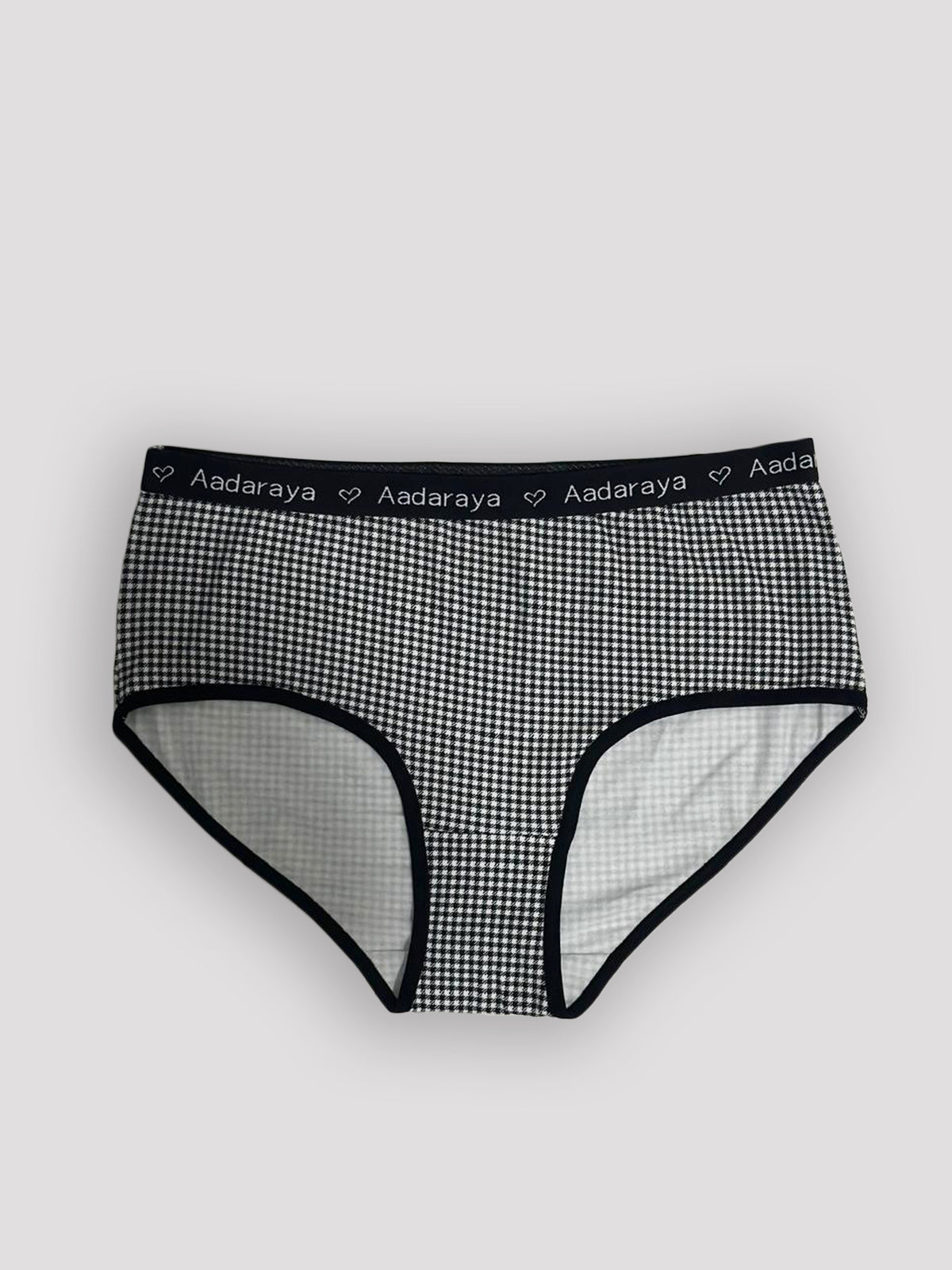 Dina AD Logo Full Brief in Mini Check - from the Black, Scattered Dot, Mini Check & White Polka 4 Pack