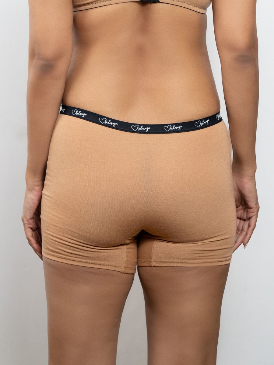 Erin - Long Short with Logo Elastic - 2 PK in Fenugreek & Toffee Combo