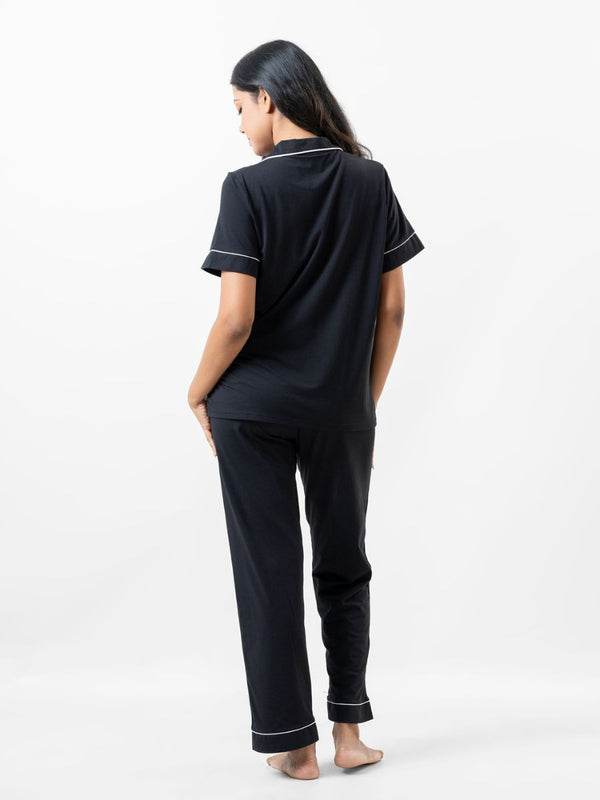 Lyla - Short Sleeve Classic LPJ Set with Eye Mask in Black