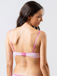 Cleo - T Shirt Plunge Bra Demi Cup in Pink Marl