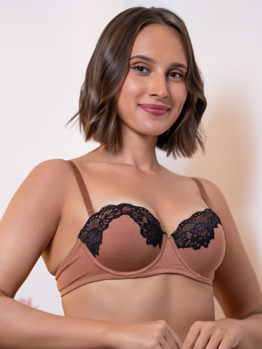 Evelyn – Balcony Multiway Push Up Padded Wired Bra In Mocha Mousse