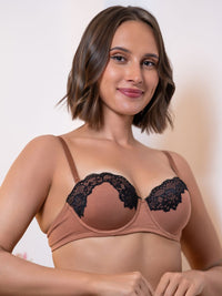 Evelyn – Balcony Multiway Push Up Padded Wired Bra In Mocha Mousse
