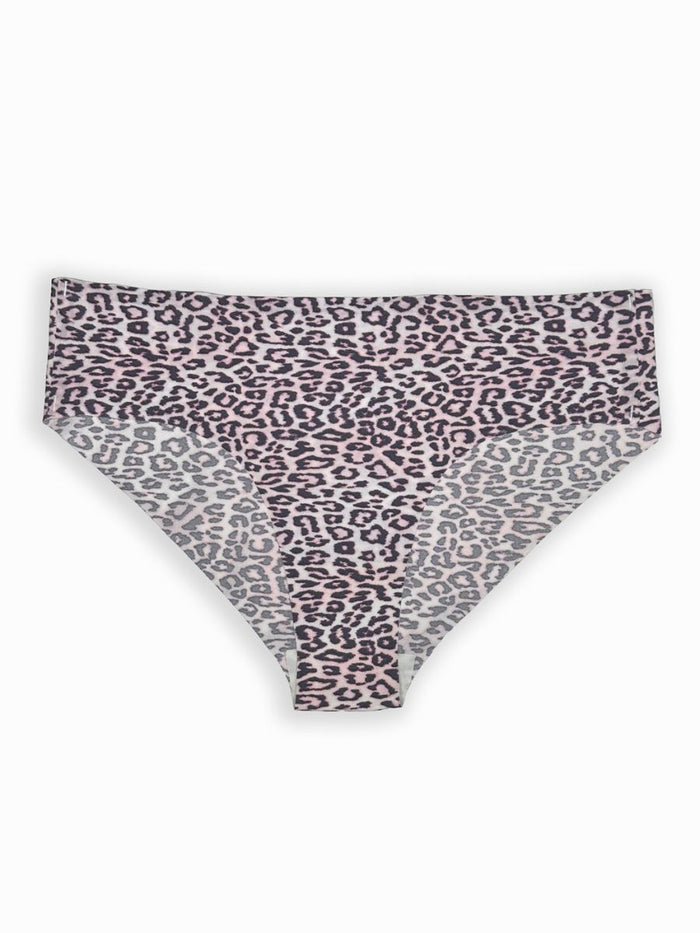 Zhuri - Seam Free High Cut Bikini Brief Soild Single Pink Leopard