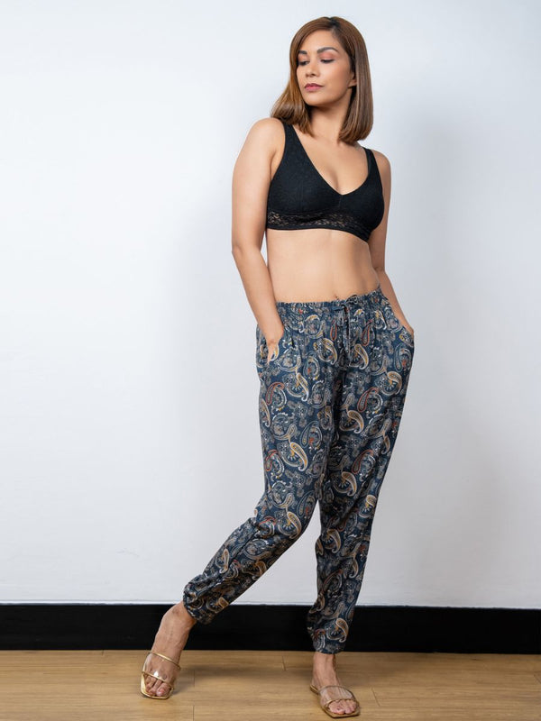 Vivian - Lounge Pants in Navy Paisley & Citron - 2 Pack