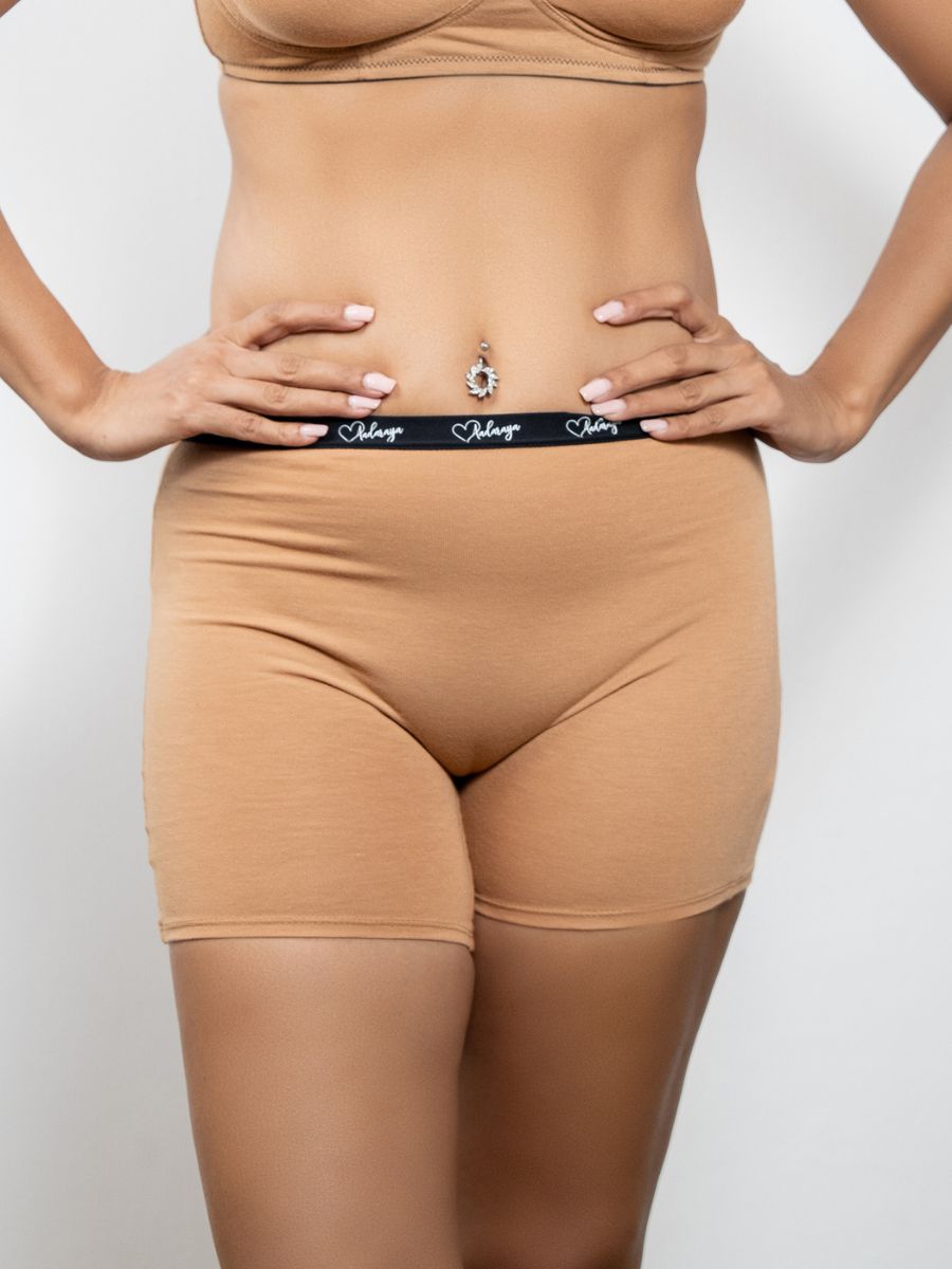 Erin - Long Short with Logo Elastic - 2 PK in Fenugreek & Toffee Combo