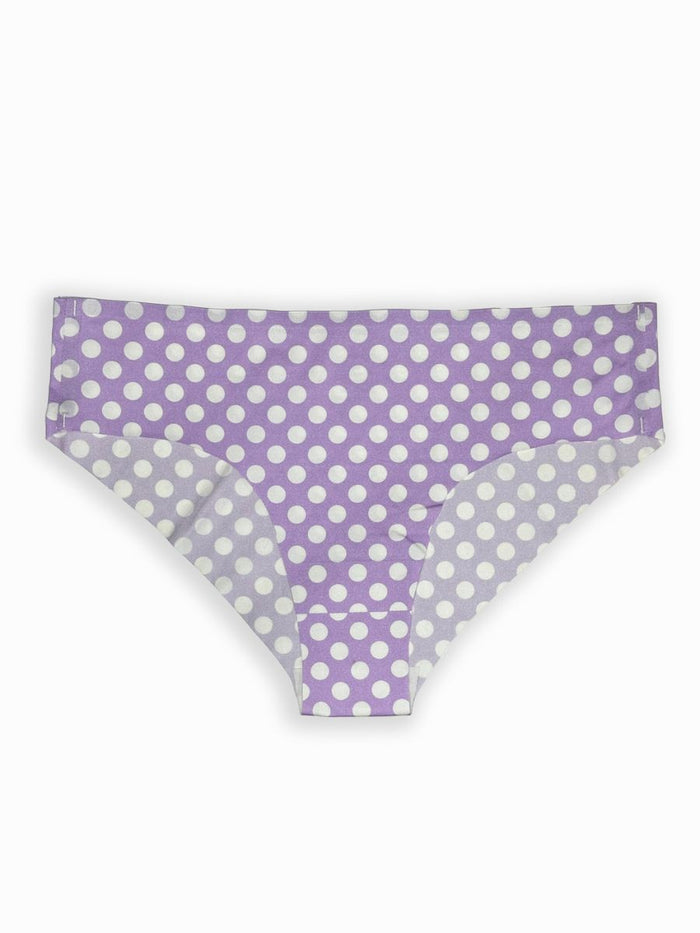Zhuri - Seam Free High Cut Bikini Brief Soild Single Purple Polka