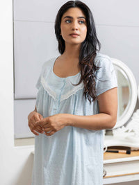 Dahlia - Short Sleeve Mama Gown in Soft Blue3