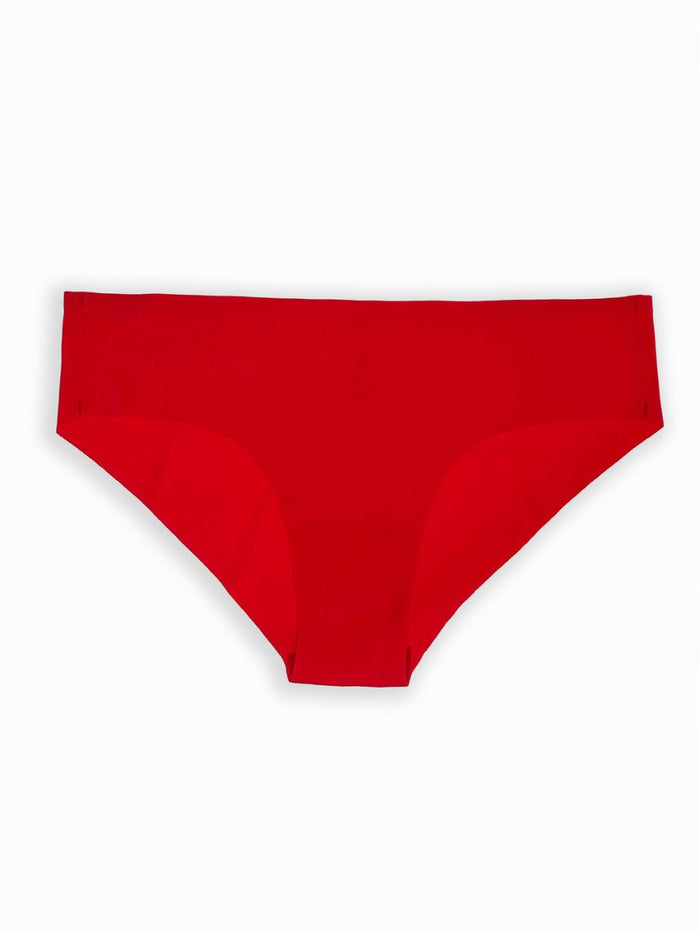 Zhuri - Seam Free High Cut Bikini Brief Soild Single Red